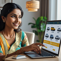 Indian user entering pickup and drop details on Maharaja Cabs online booking form.